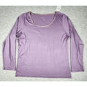 Long Sleeve Sleep Shirt Scoop Neck Soft Feel Womens Plus Size 2XL Purple